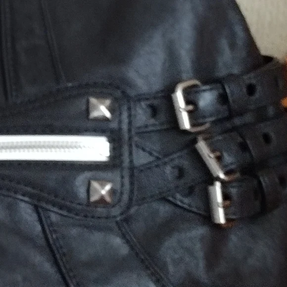 Rare Y2K XL Y2K Betsey Johnson Black Leather Studded "Strap Tease" Shoul… - Picture 13 of 15